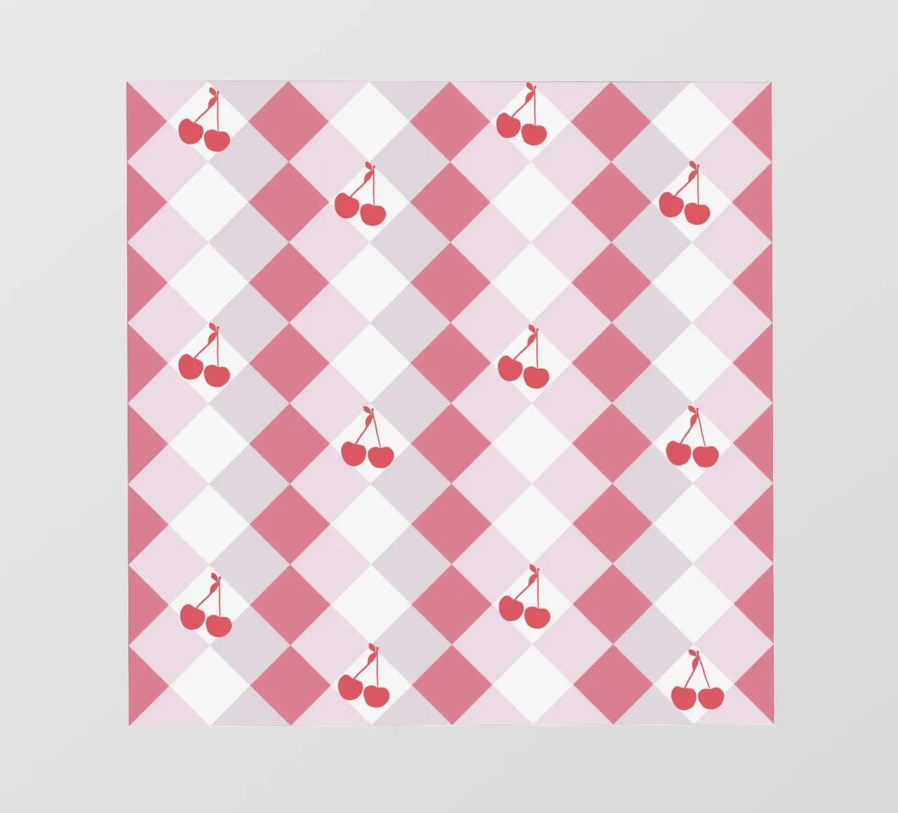 Red cherries and plaid seamless pattern photo wallpaper by gulsengunel