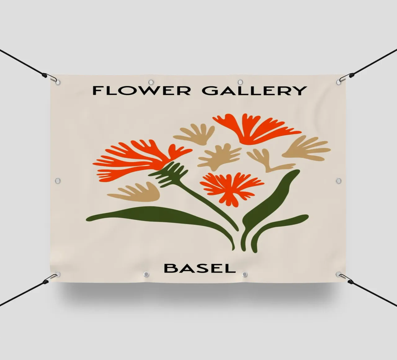 Basel Flower Gallery Abstract Rode Bloemen Print pvc-zeil van homdeco
