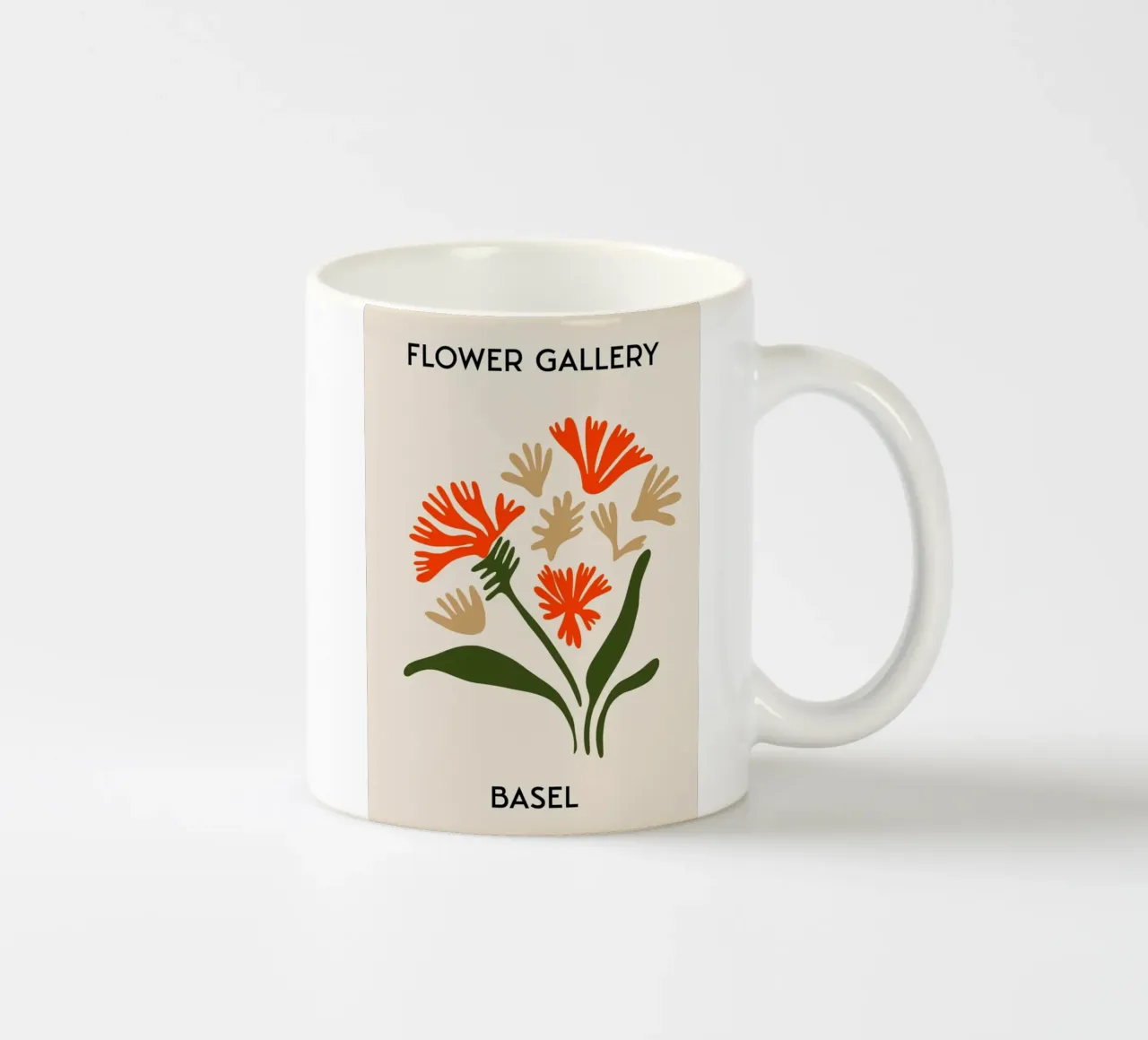 Basel Flower Gallery Abstract Rode Bloemen Print keramische mok van homdeco