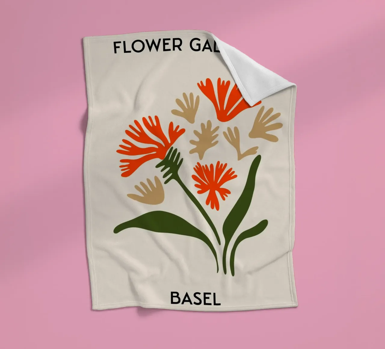 Basel Flower Gallery Abstract Red Blooms Print fleece blanket by homdeco