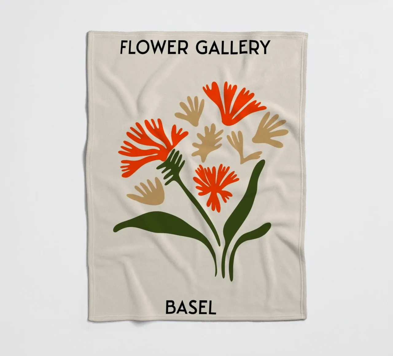 Basel Flower Gallery Abstract Red Blooms Print fleece blanket by homdeco
