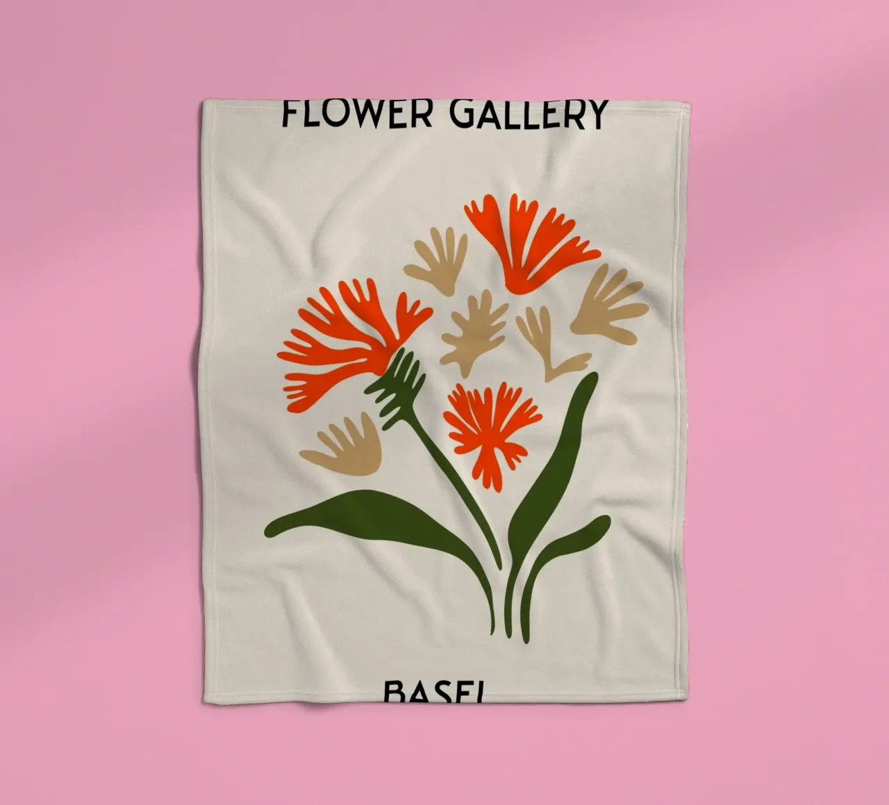 Basel Flower Gallery Abstract Red Blooms Print fleece blanket by homdeco