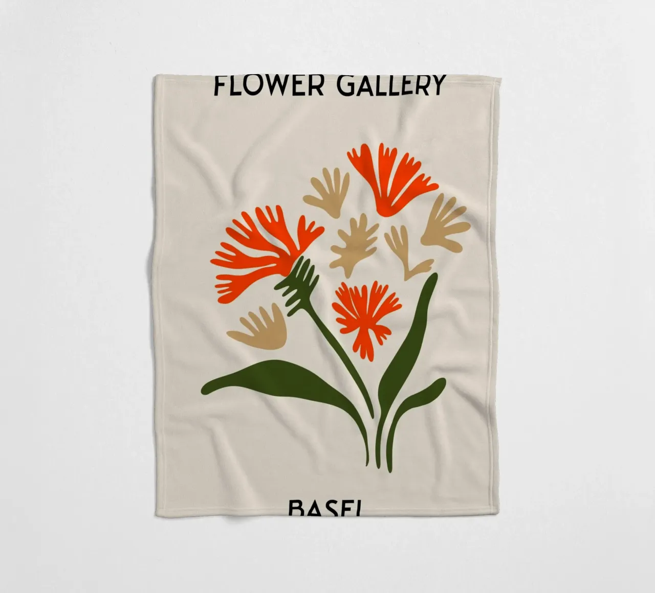 Basel Flower Gallery Abstract Red Blooms Print fleece blanket by homdeco