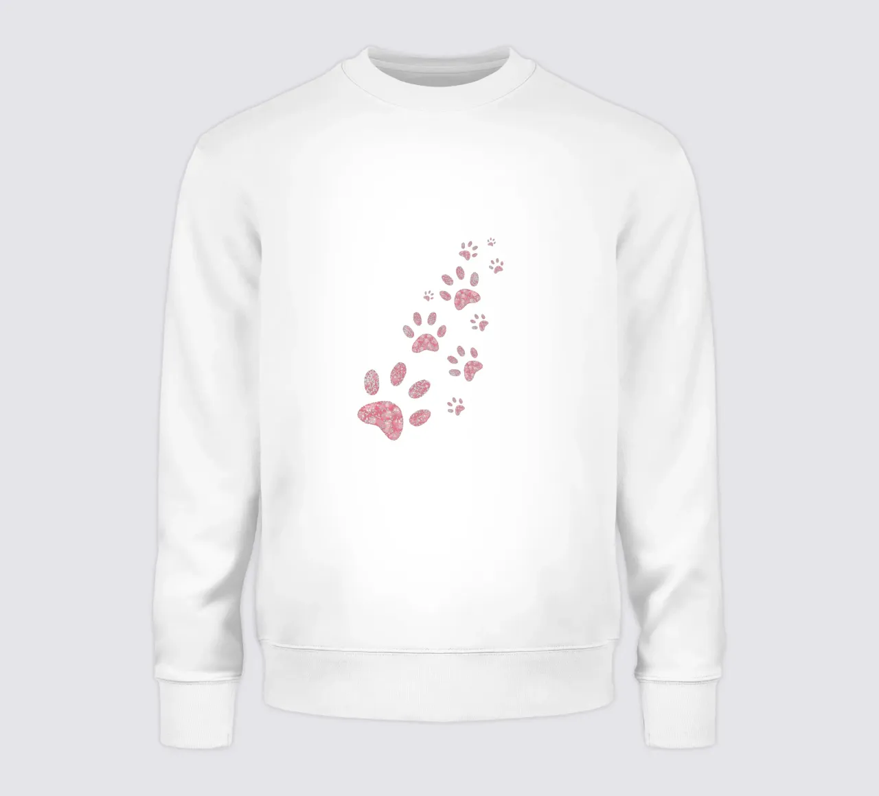 Pink hearts shining paw prints sweatshirt by gulsengunel