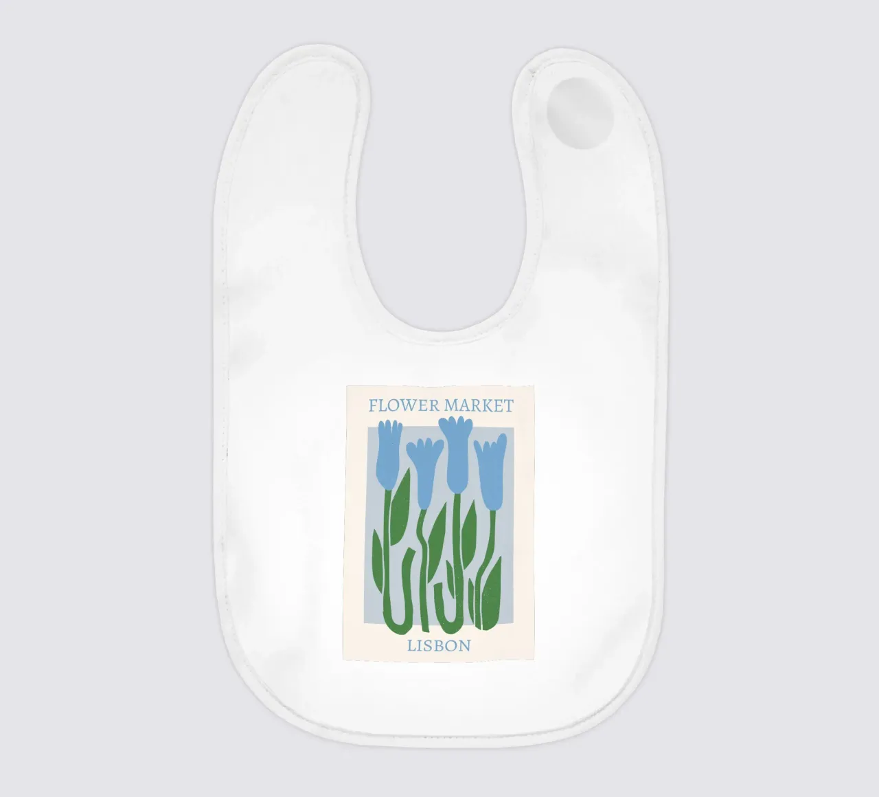Lisbon Flower Market Blue Tulips Print - Botanical baby bib by homdeco