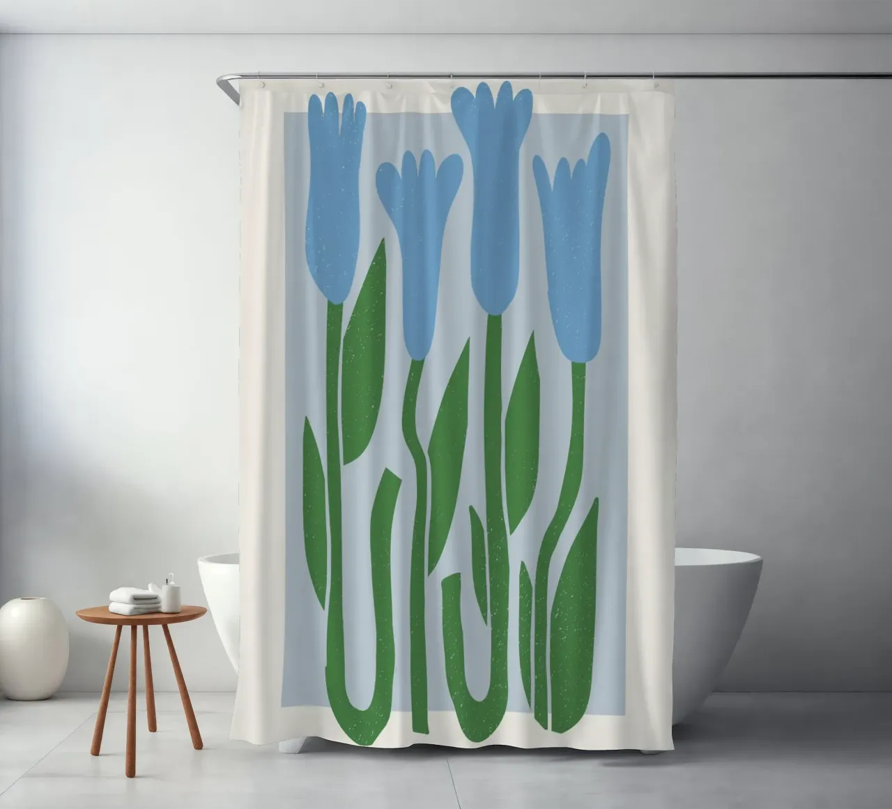 Lisbon Flower Market Blue Tulips Print - Botanical shower curtain by homdeco