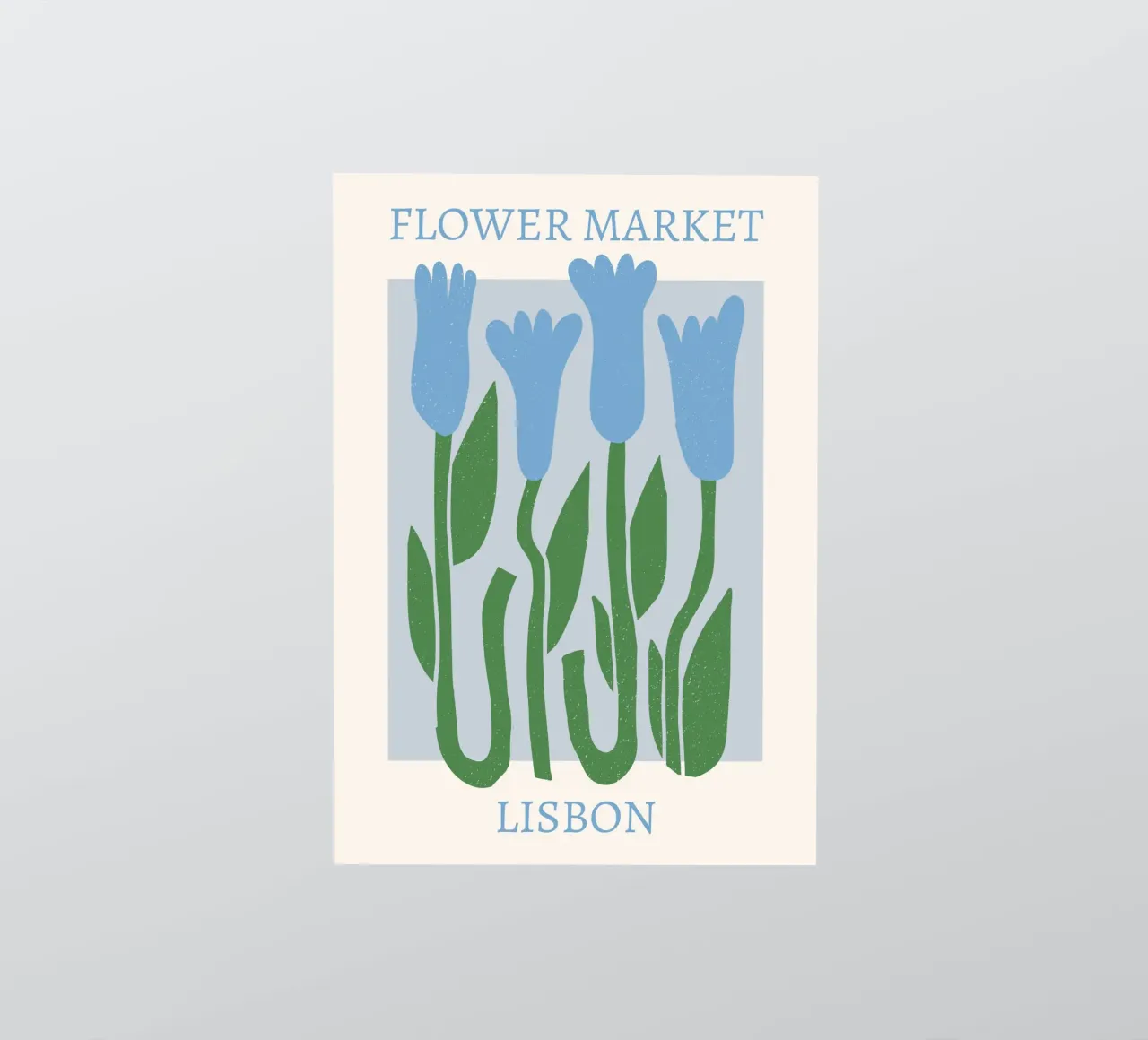 Lisbon Flower Market Blue Tulips Print - Botanical sticker by homdeco