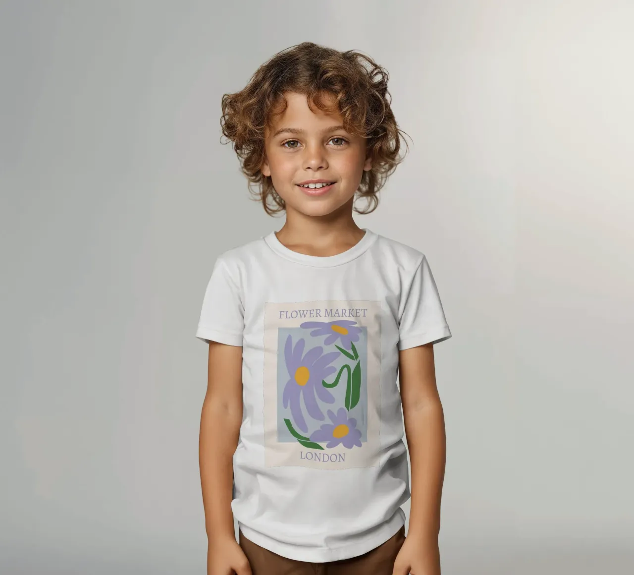 London Flower Market Purple Daisies Print - Abstract Floral kids t-shirt by homdeco