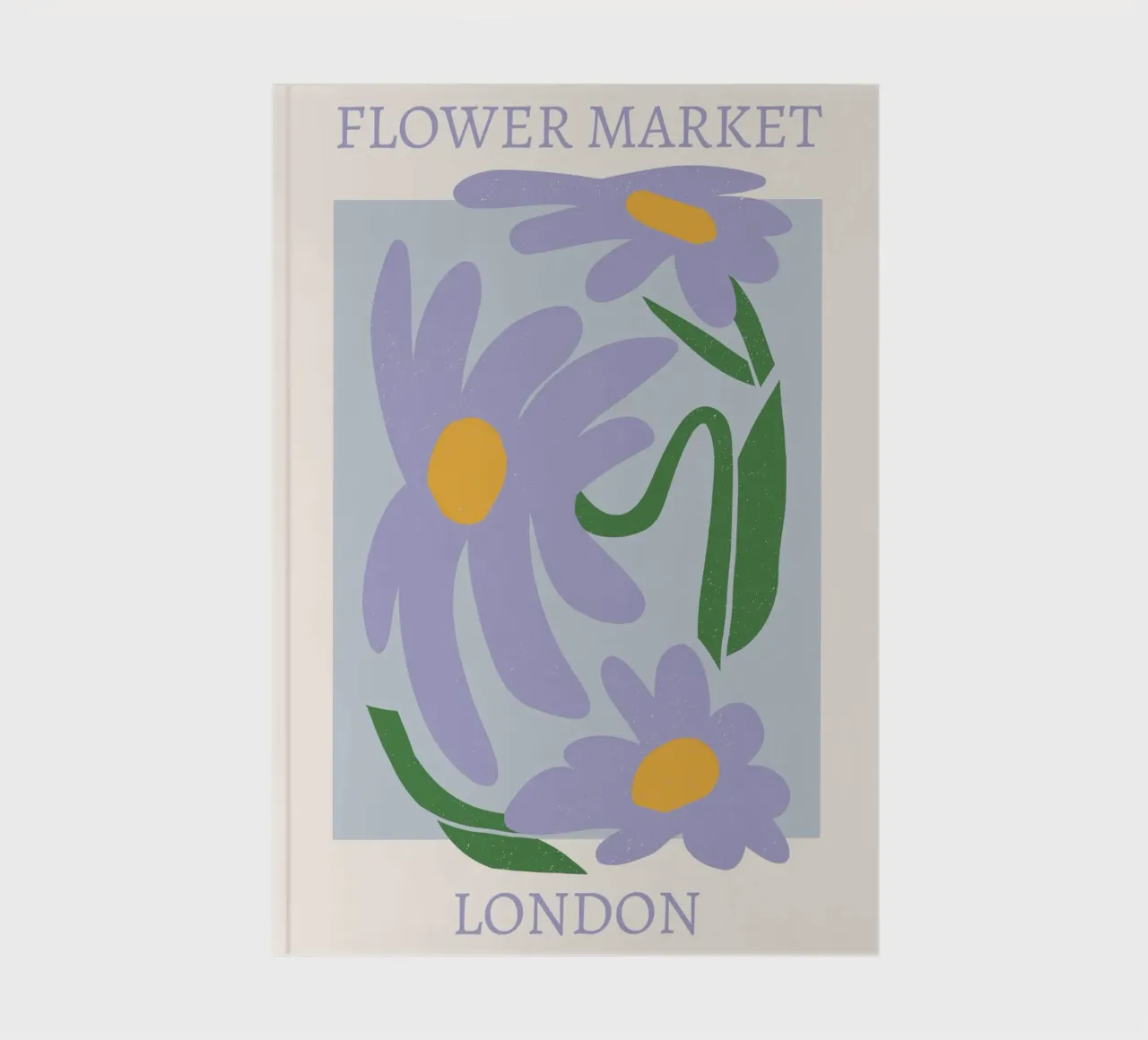 London Flower Market Purple Daisies Print - Abstract Floral notebook by homdeco