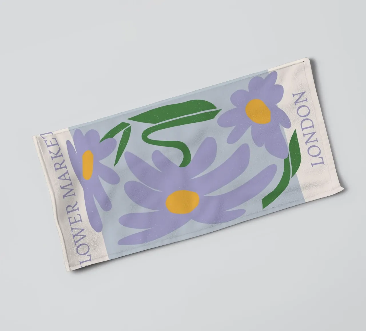 London Flower Market Purple Daisies Print - Abstract Floral towel by homdeco
