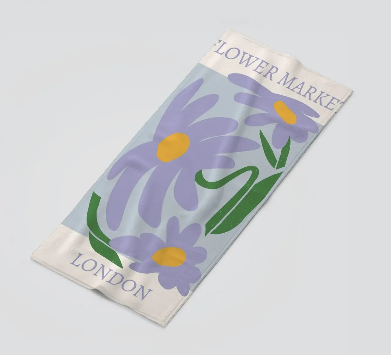 London Flower Market Purple Daisies Print - Abstract Floral beach towel by homdeco