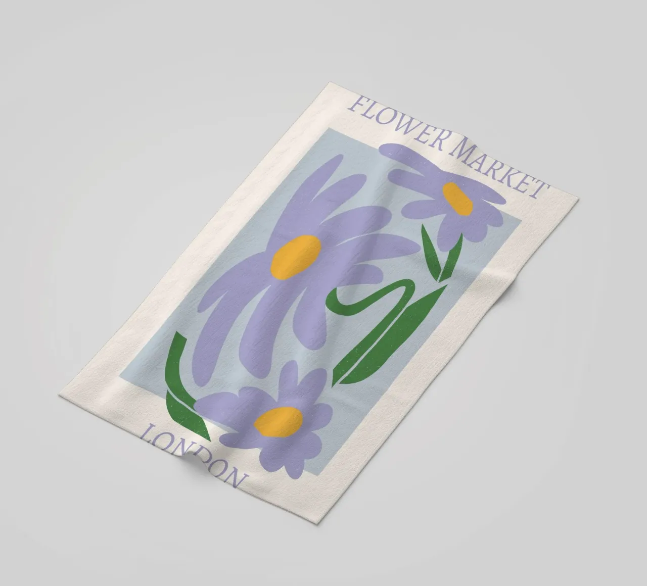 London Flower Market Purple Daisies Print - Abstract Floral beach towel by homdeco