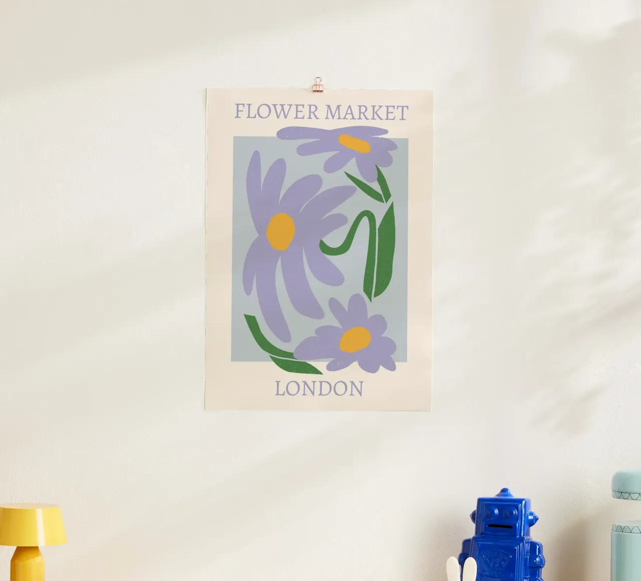 London Flower Market Purple Daisies Print - Abstract Floral hahnemühle by homdeco