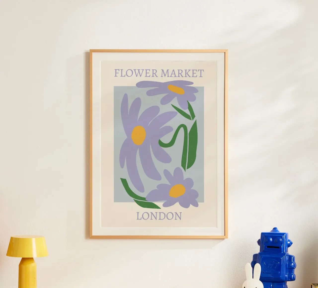London Flower Market Purple Daisies Print - Abstract Floral hahnemühle by homdeco