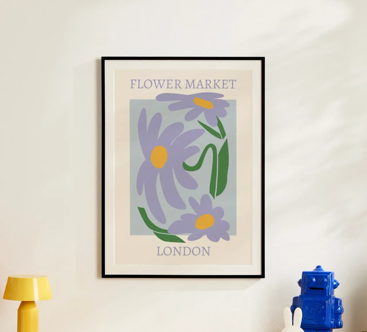 London Flower Market Purple Daisies Print - Abstract Floral hahnemühle by homdeco