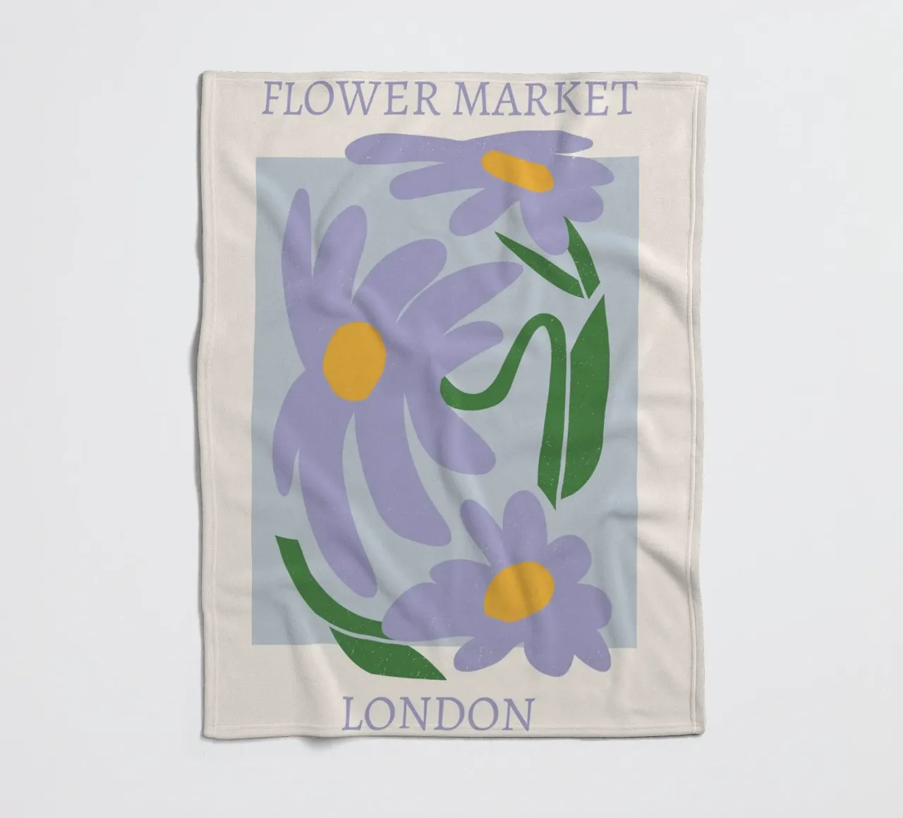 London Flower Market Purple Daisies Print - Abstract Floral fleece blanket by homdeco