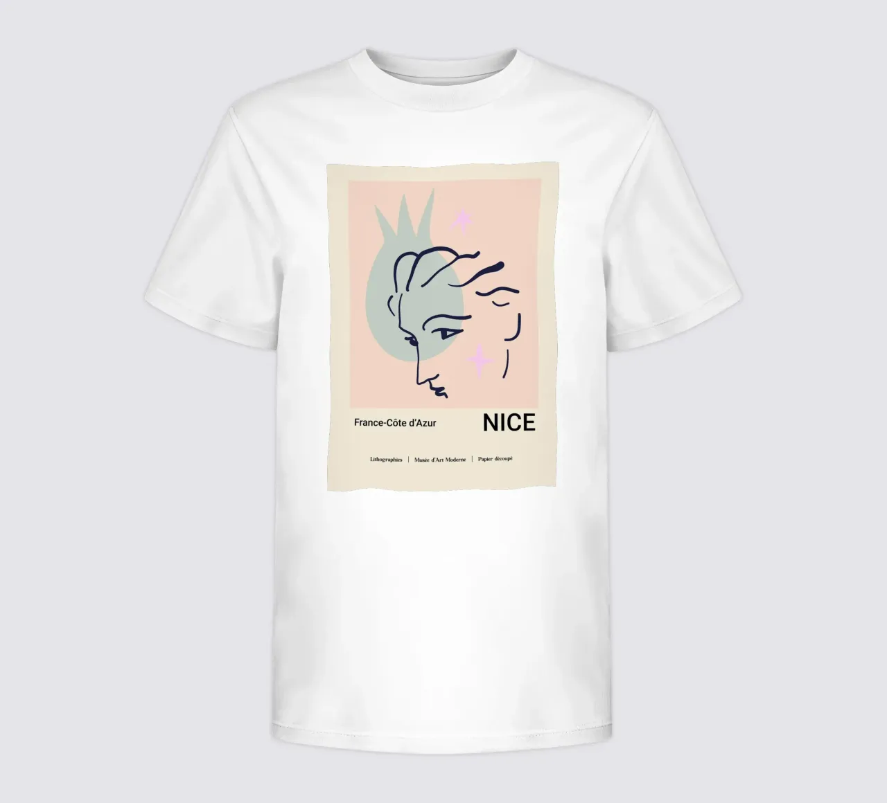 Nice France Côte d'Azur Abstract Face Print kids t-shirt by homdeco
