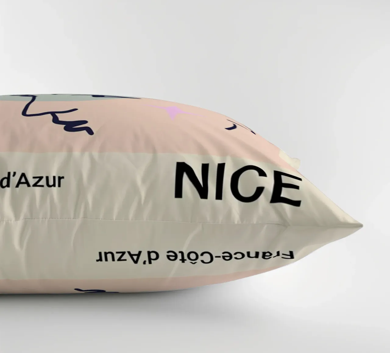 Nice France Côte d'Azur Abstract Face Print decorative cushion by homdeco