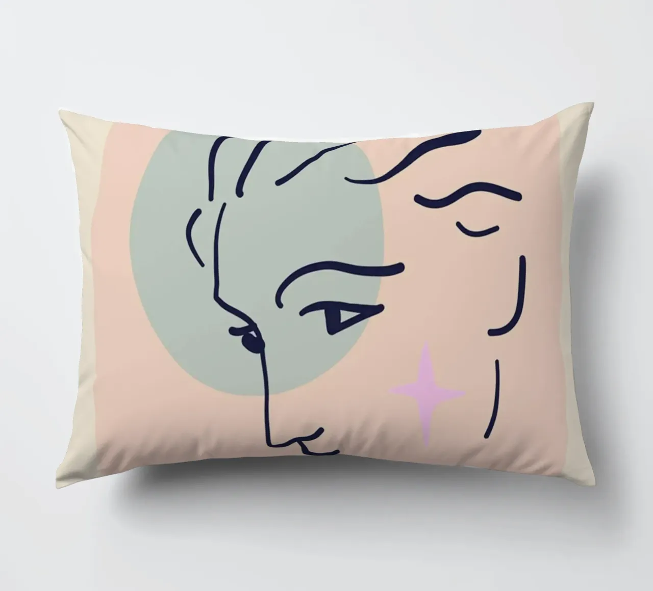 Nice France Côte d'Azur Abstract Face Print decorative cushion by homdeco