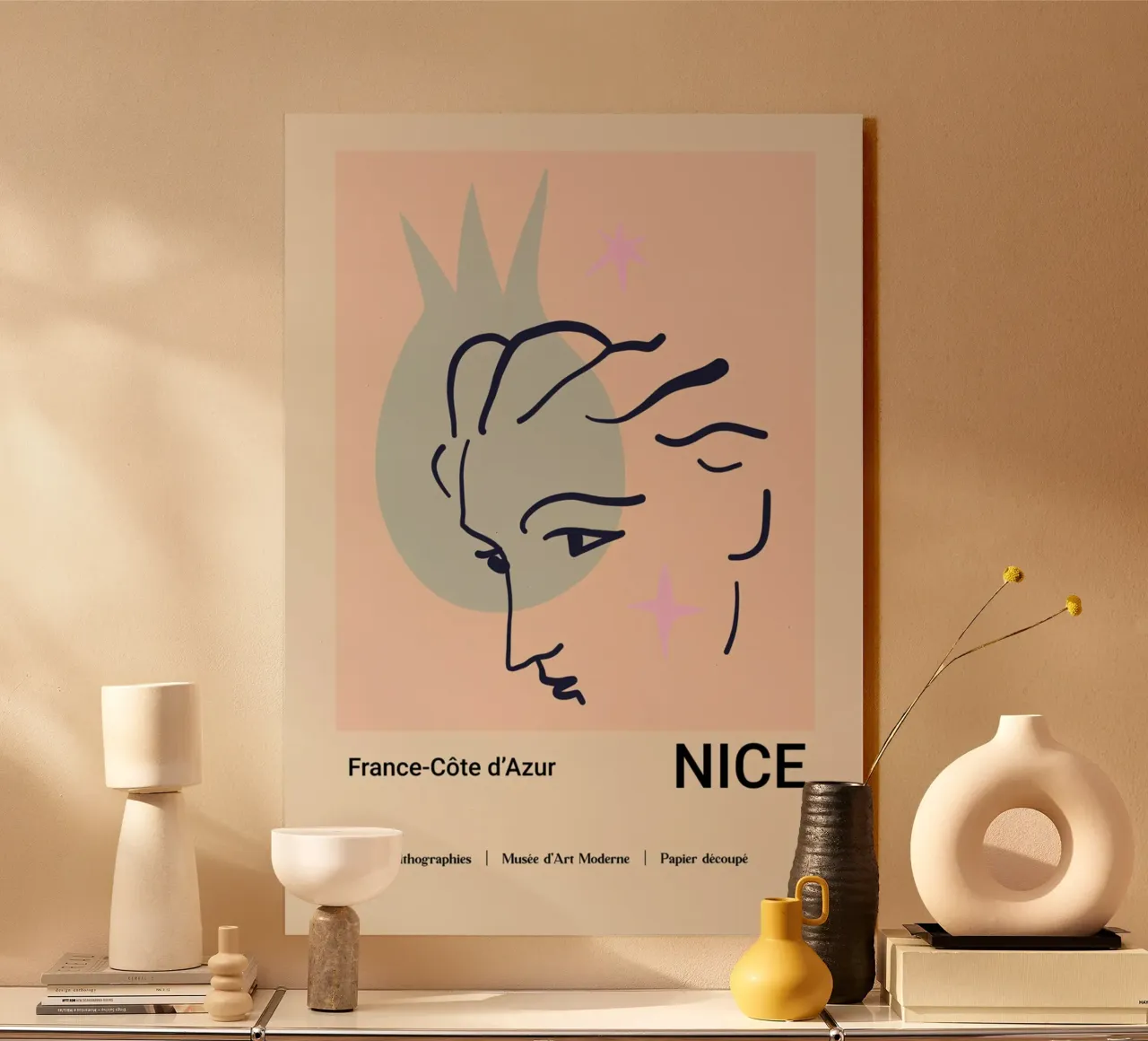 Nice France Côte d'Azur Abstract Face Print acrylic glass by homdeco