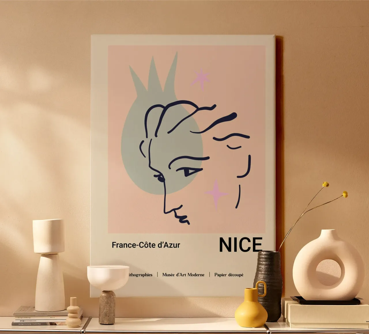 Nice France Côte d'Azur Abstract Face Print canvas by homdeco