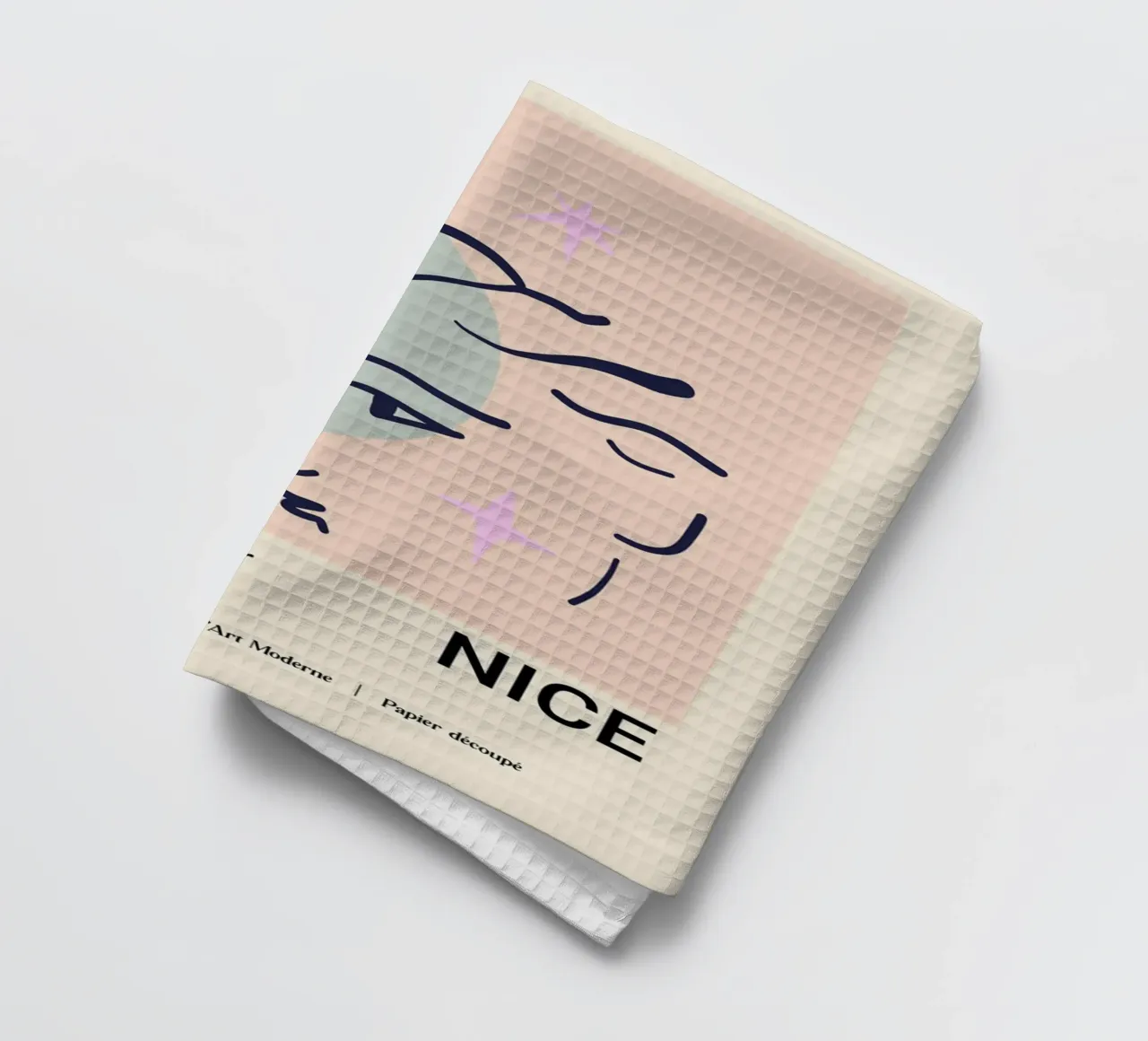 Nice France Côte d'Azur Abstract Face Print tea towel by homdeco