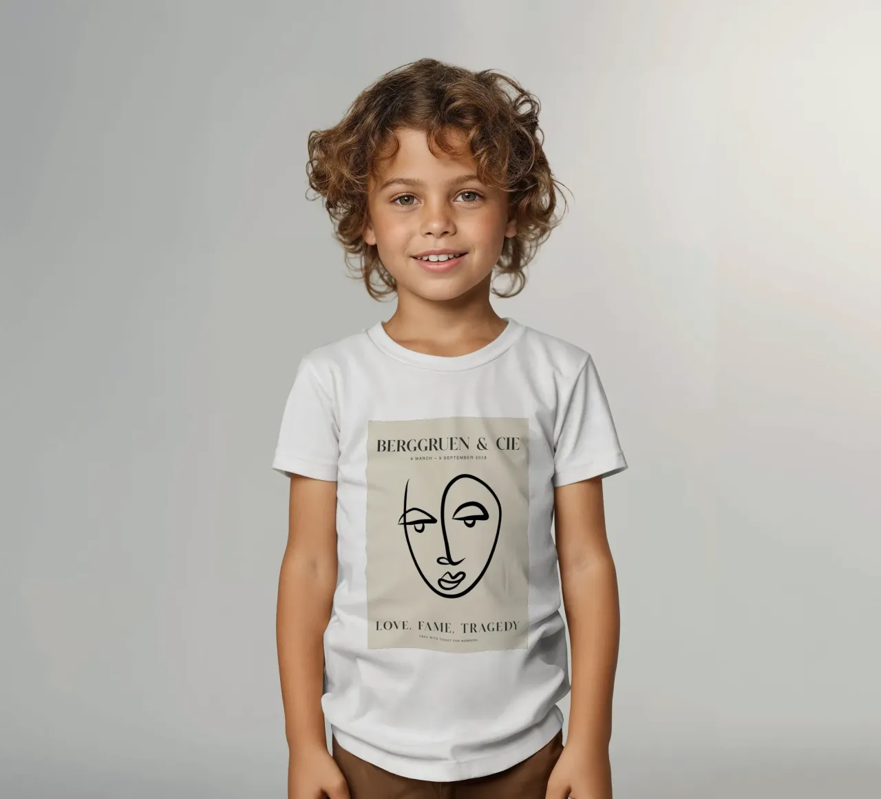 Abstract Face Line Art Berggruen Exhibition Print kids t-shirt by homdeco