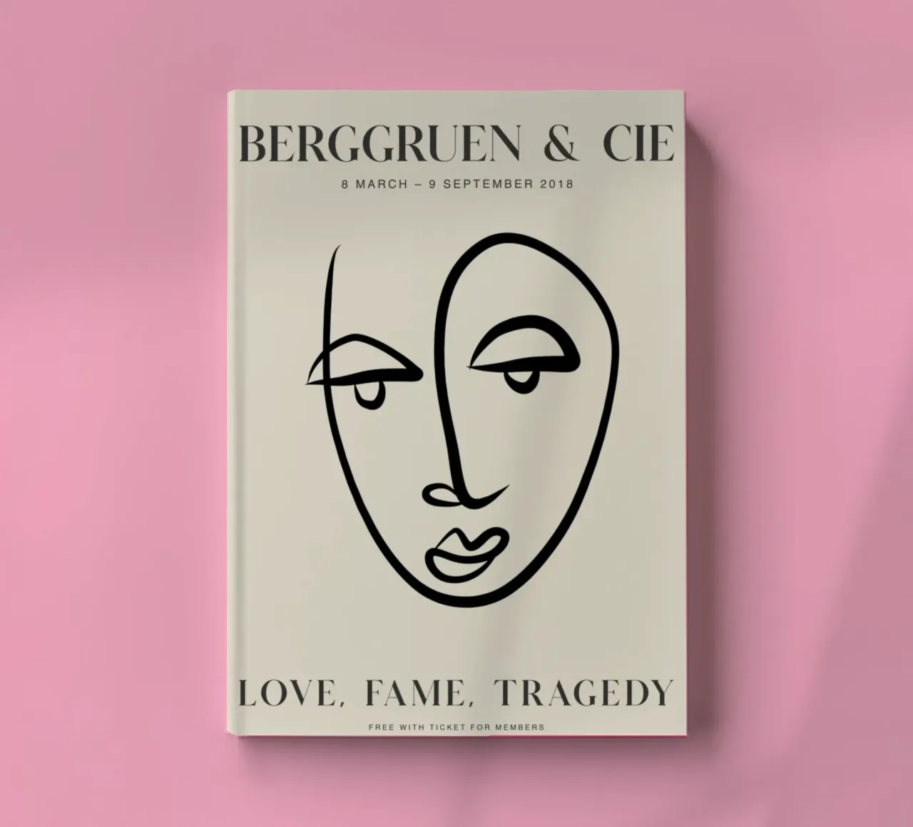 Abstract Face Line Art Berggruen Exhibition Print notebook by homdeco