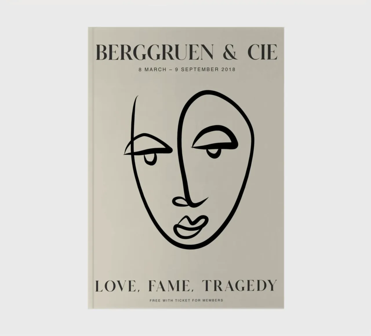 Abstract Face Line Art Berggruen Exhibition Print notebook by homdeco