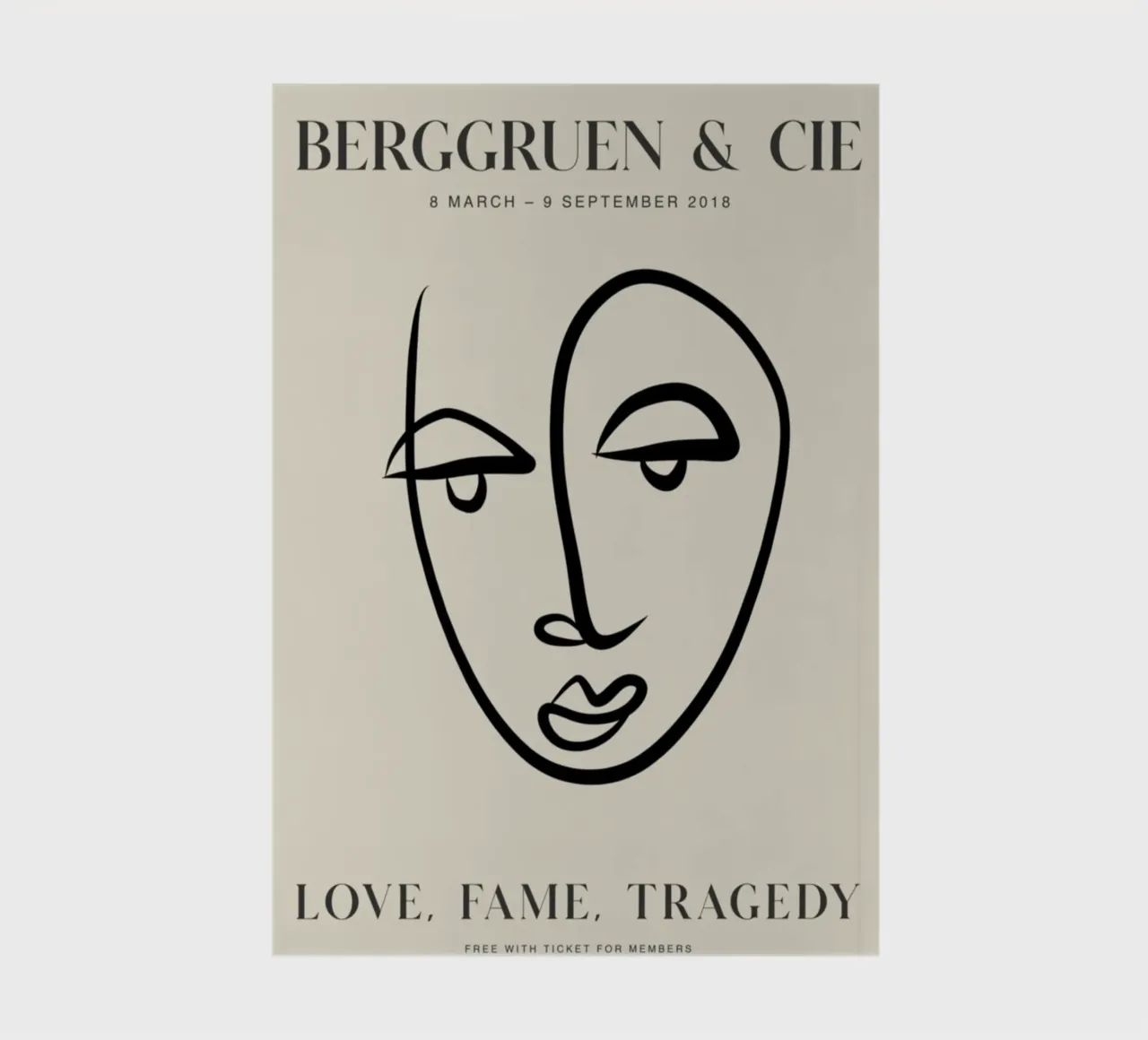 Abstract Face Line Art Berggruen Exhibition Print notebook by homdeco