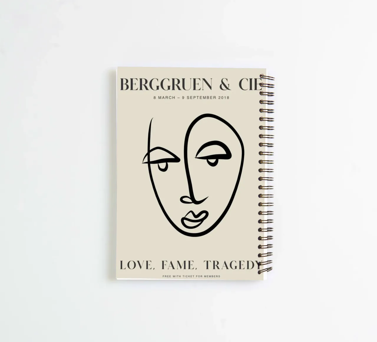 Abstract Face Line Art Berggruen Exhibition Print spiral notebook by homdeco