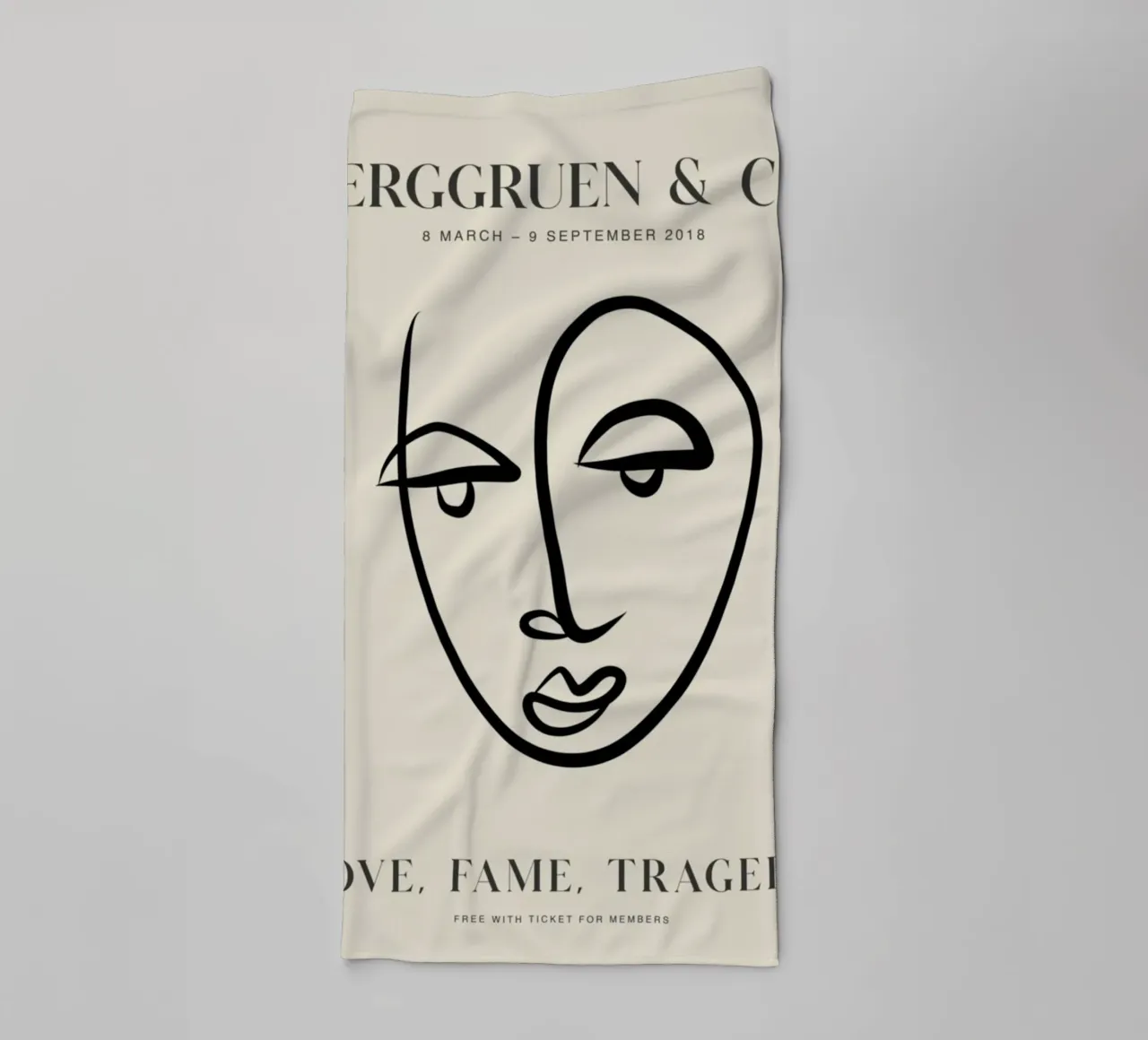 Abstract Face Line Art Berggruen Exhibition Print towel by homdeco