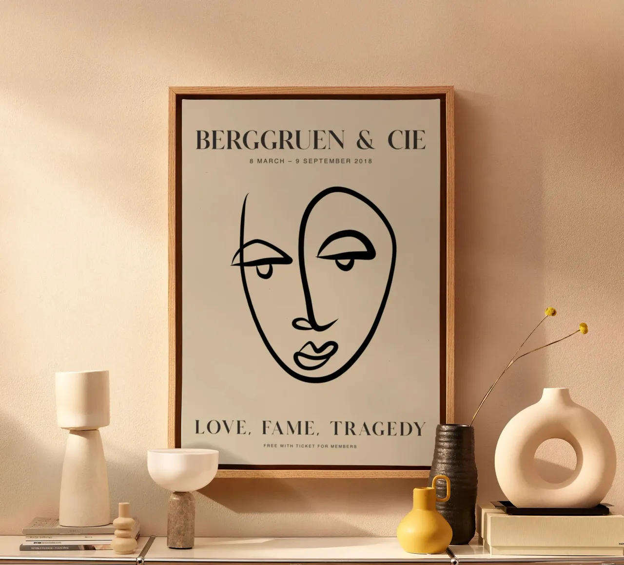 Abstract Face Line Art Berggruen Exhibition Print canvas by homdeco
