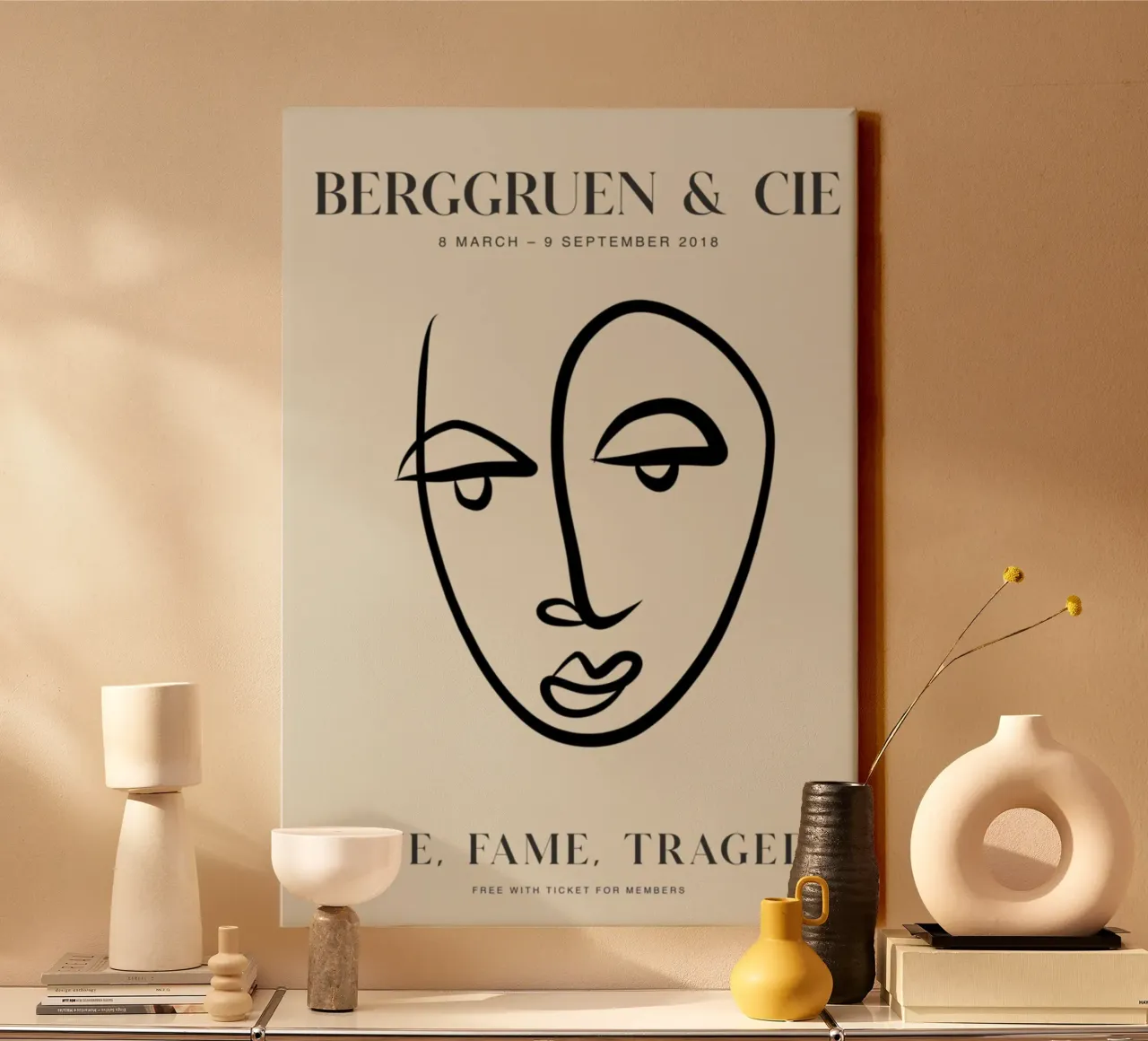 Abstract Face Line Art Berggruen Exhibition Print canvas by homdeco
