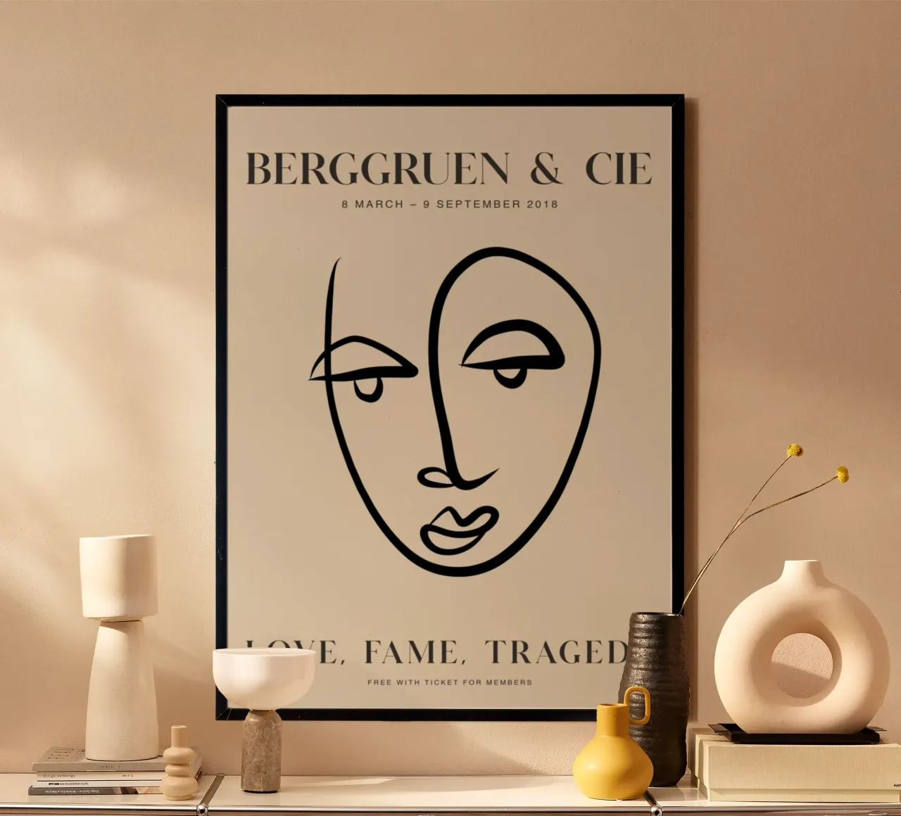 Abstract Face Line Art Berggruen Exhibition Print hahnemühle by homdeco