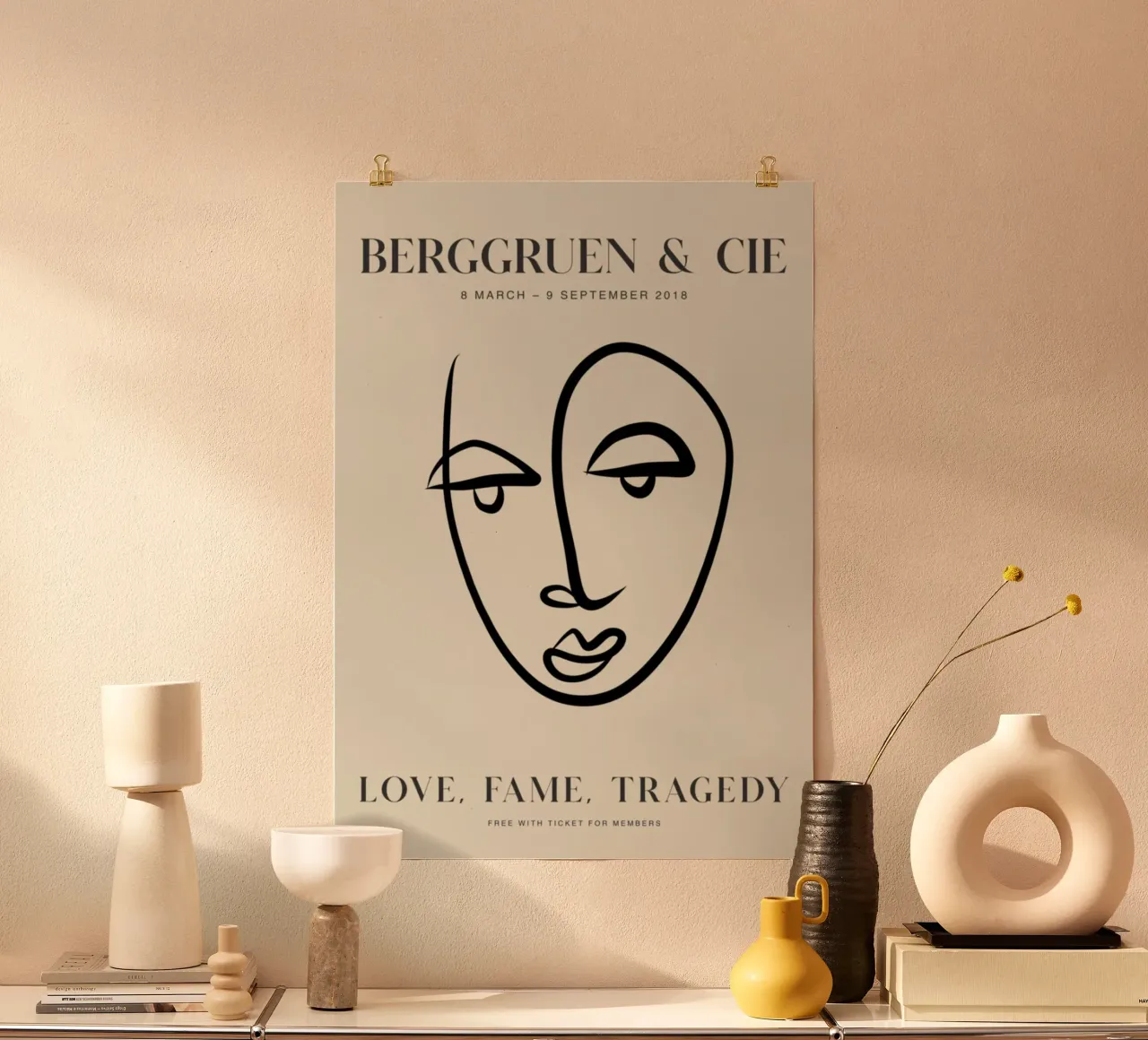 Abstract Face Line Art Berggruen Exhibition Print hahnemühle by homdeco