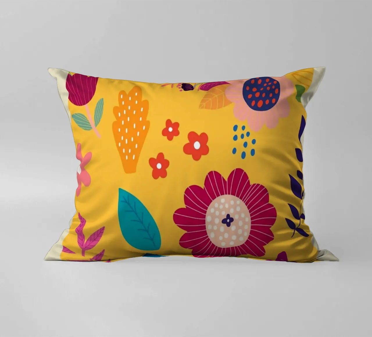 Chelsea Flowers & Plants - Vibrant Folk Art Floral decorative cushion by homdeco