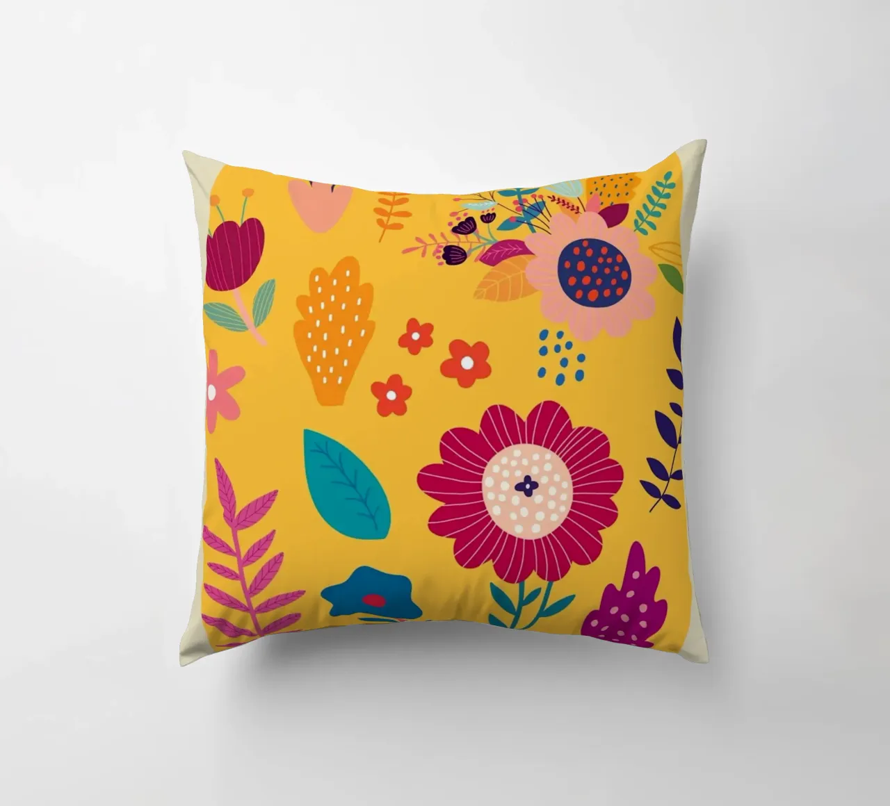 Chelsea Flowers & Plants - Vibrant Folk Art Floral decorative cushion by homdeco