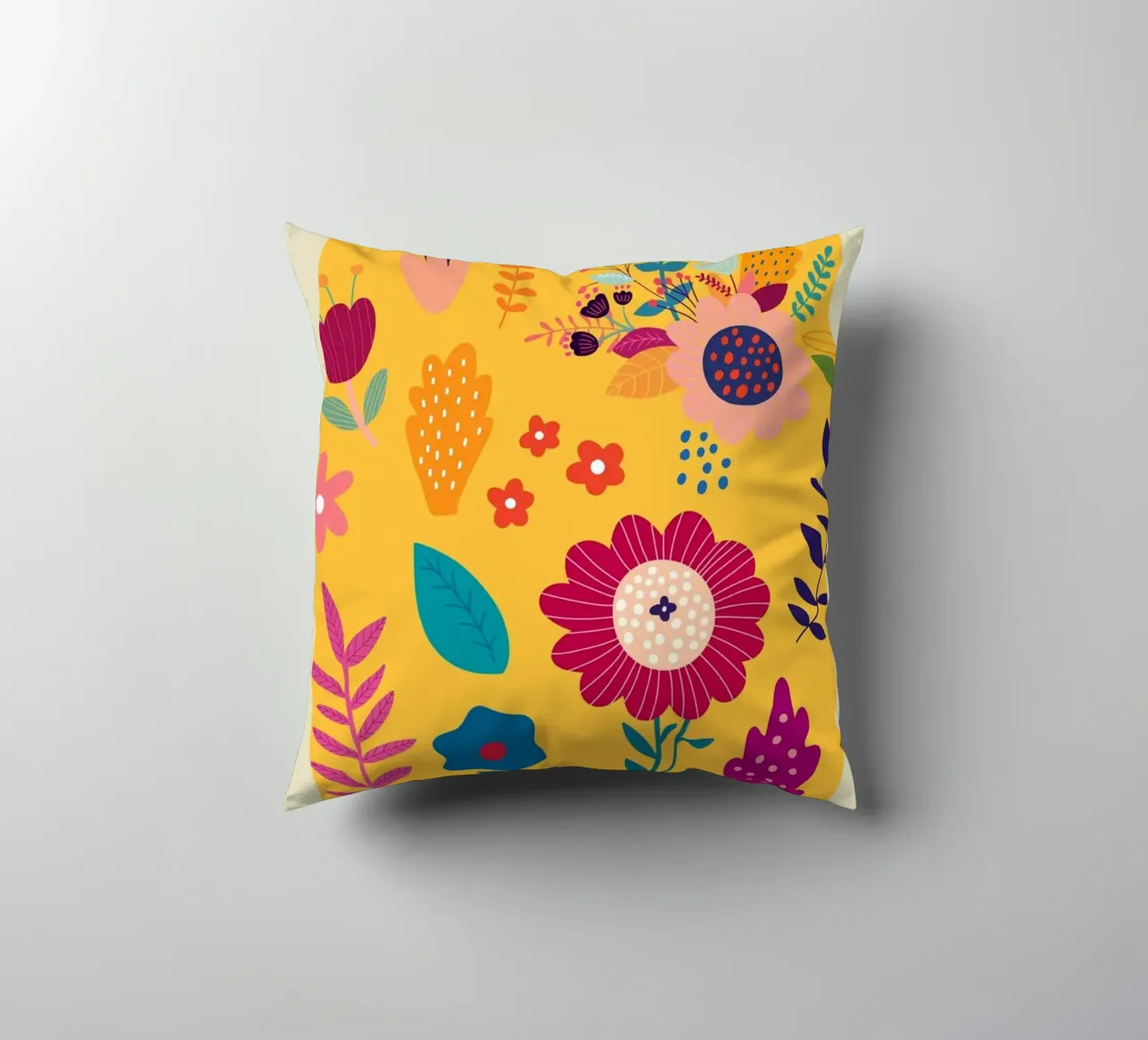 Chelsea Flowers & Plants - Vibrant Folk Art Floral decorative cushion by homdeco