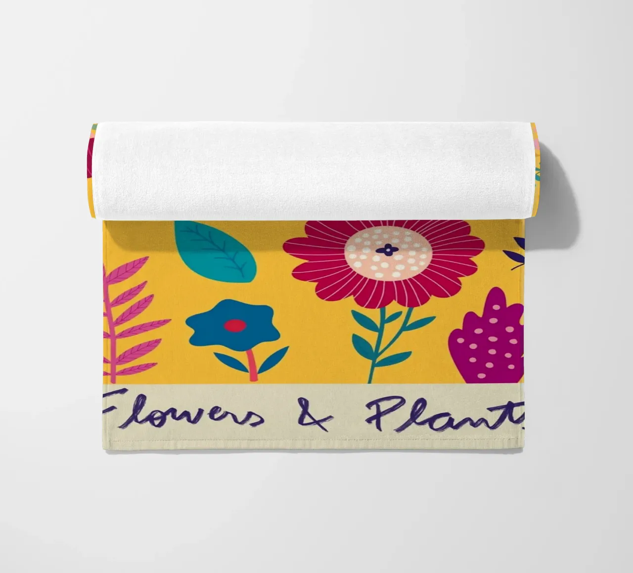 Chelsea Flowers & Plants - Vibrant Folk Art Floral beach towel by homdeco