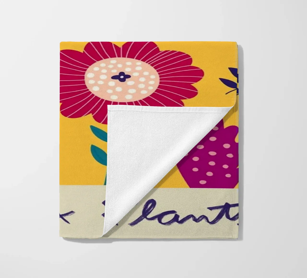 Chelsea Flowers & Plants - Vibrant Folk Art Floral beach towel by homdeco
