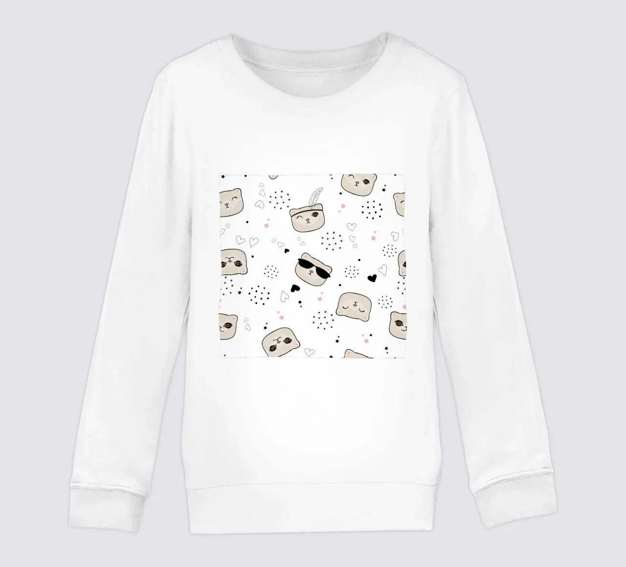 Niedliches Kätzchen nahtloses Muster Kinder Sweatshirt von gulsengunel