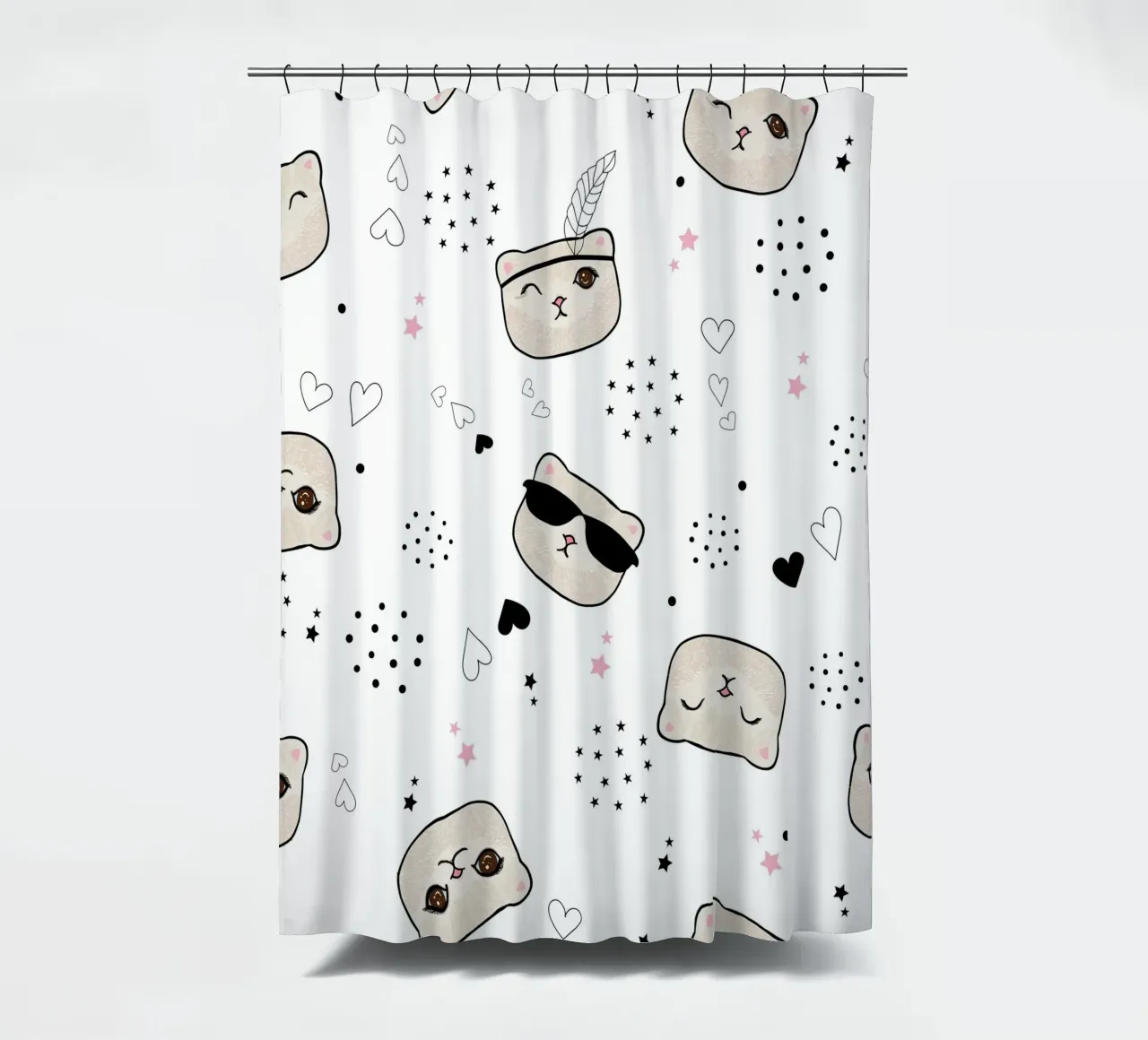Cute kitten seamless pattern shower curtain by gulsengunel