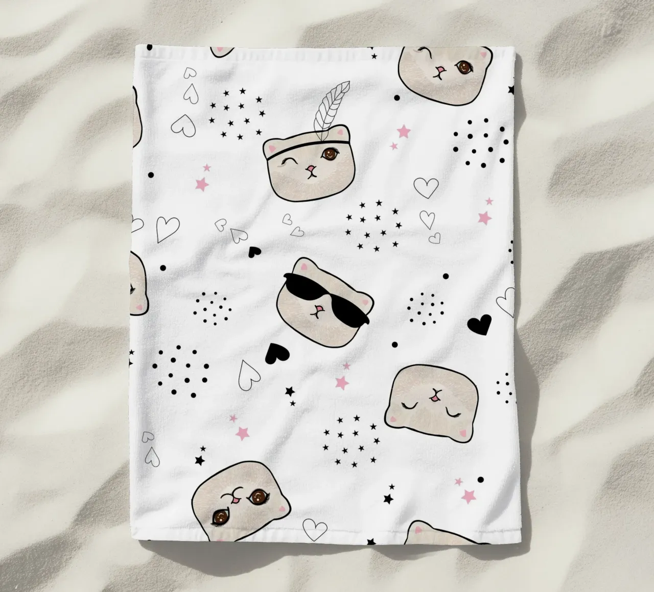 Modello senza cuciture di un gattino carino telo mare da gulsengunel