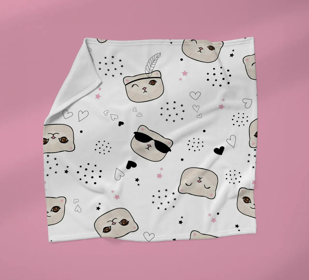 Modello senza cuciture di un gattino carino coperta in pile da gulsengunel