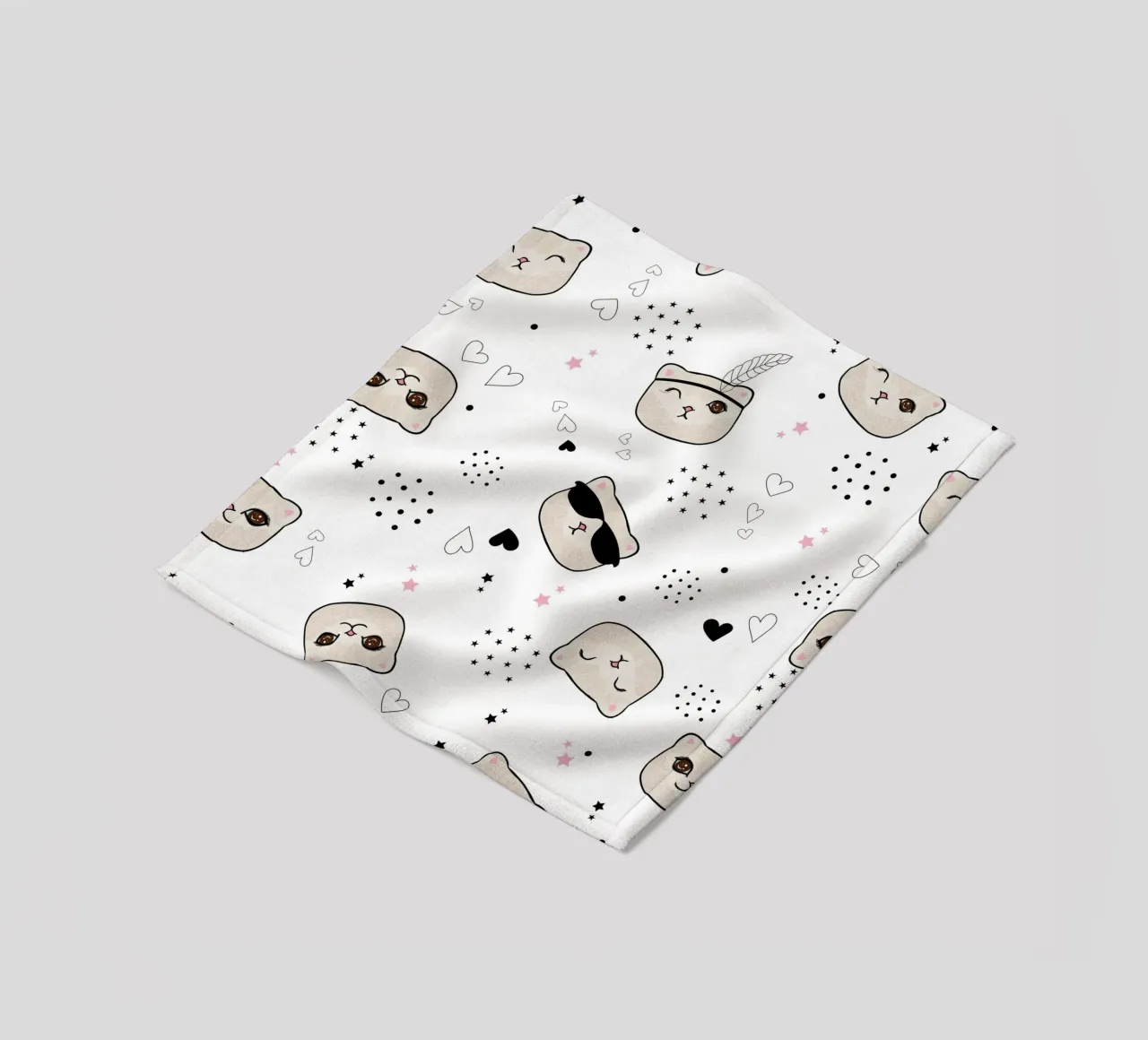 Modello senza cuciture di un gattino carino coperta in pile da gulsengunel