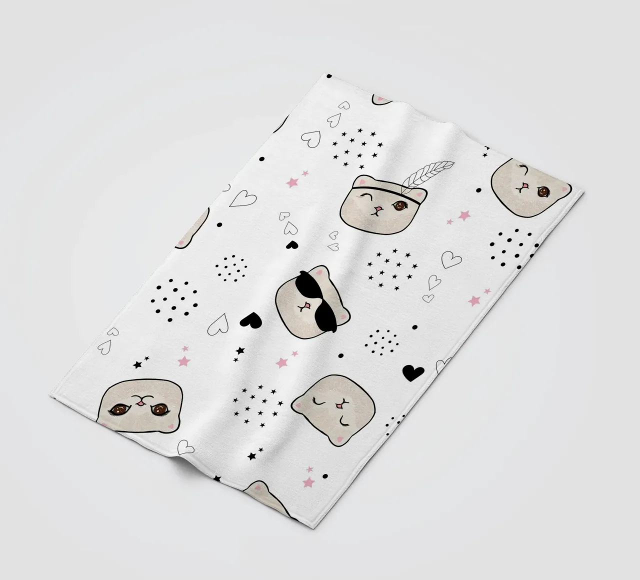 Modello senza cuciture di un gattino carino coperta in pile da gulsengunel