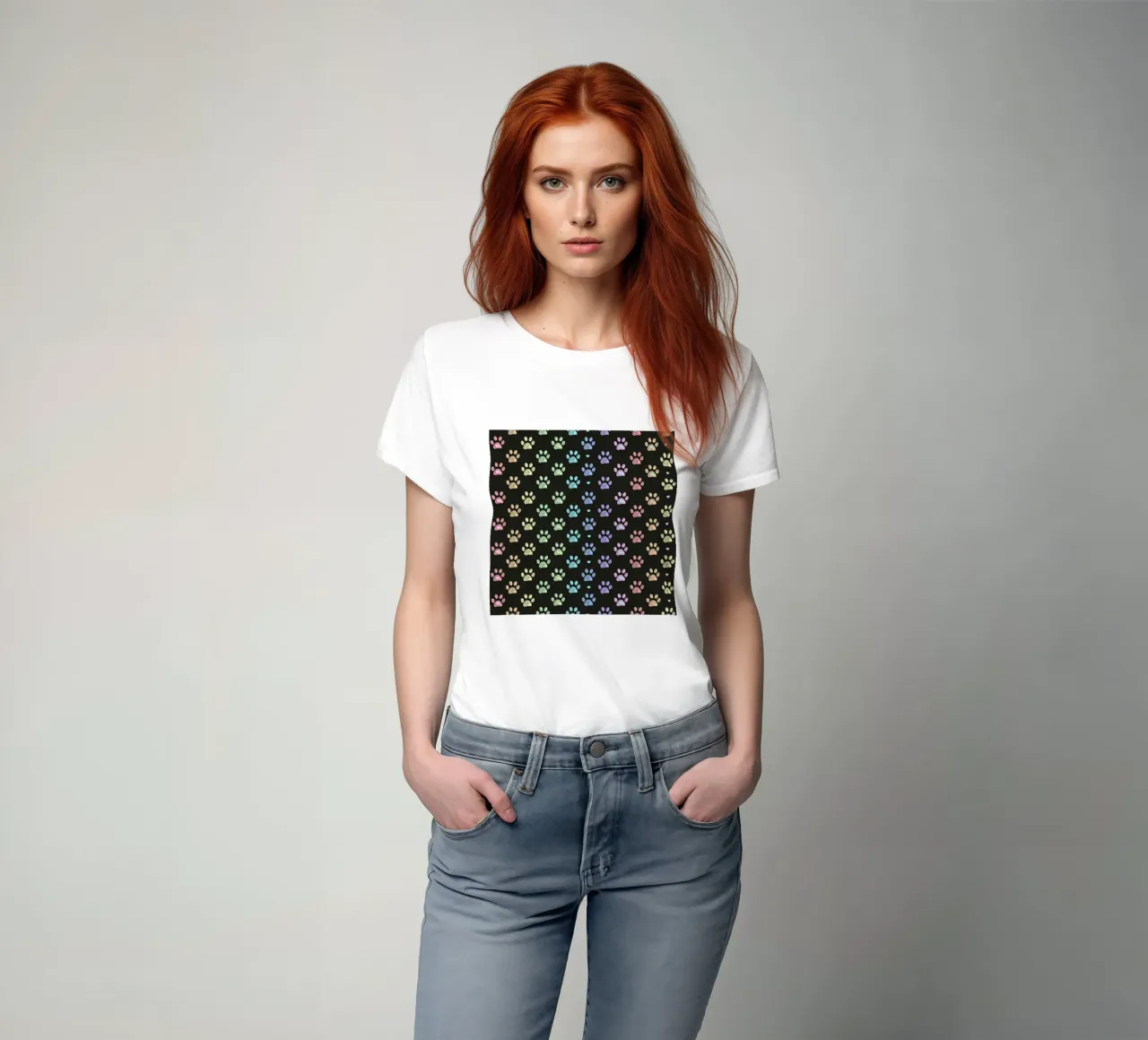 Impronte colorate di zampe di scarabeo in rosa, verde e blu t-shirt da gulsengunel