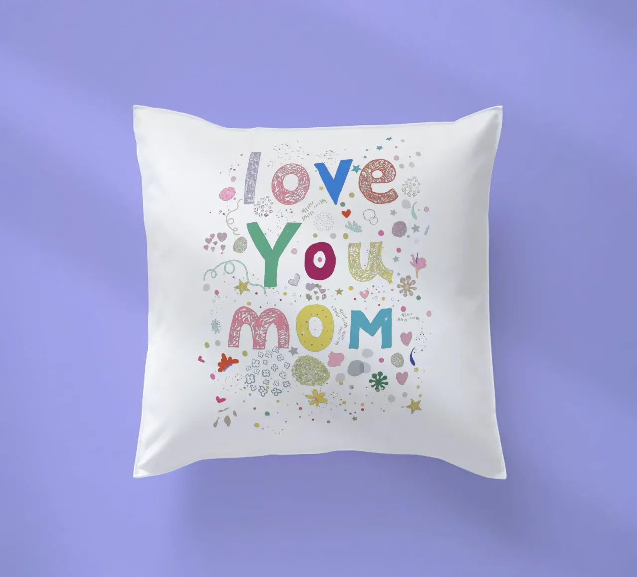 Texte de l'amour de maman avec des coeurs et des fleurs coussin de gulsengunel