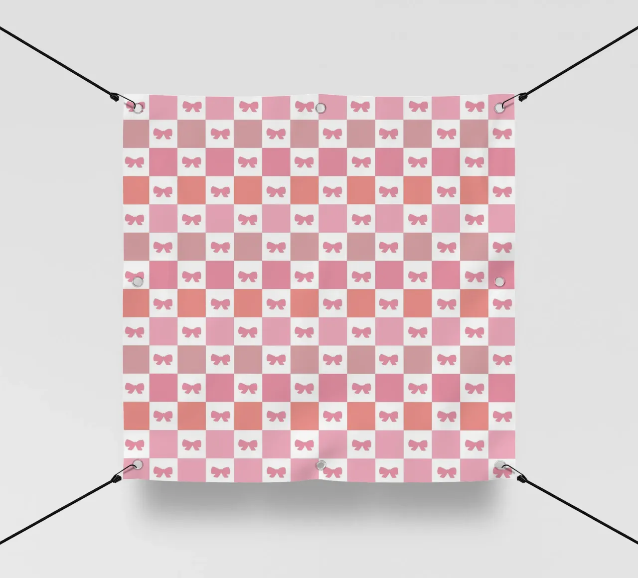 Simpatico motivo a quadri rosa con fiocchi telo in pvc da gulsengunel